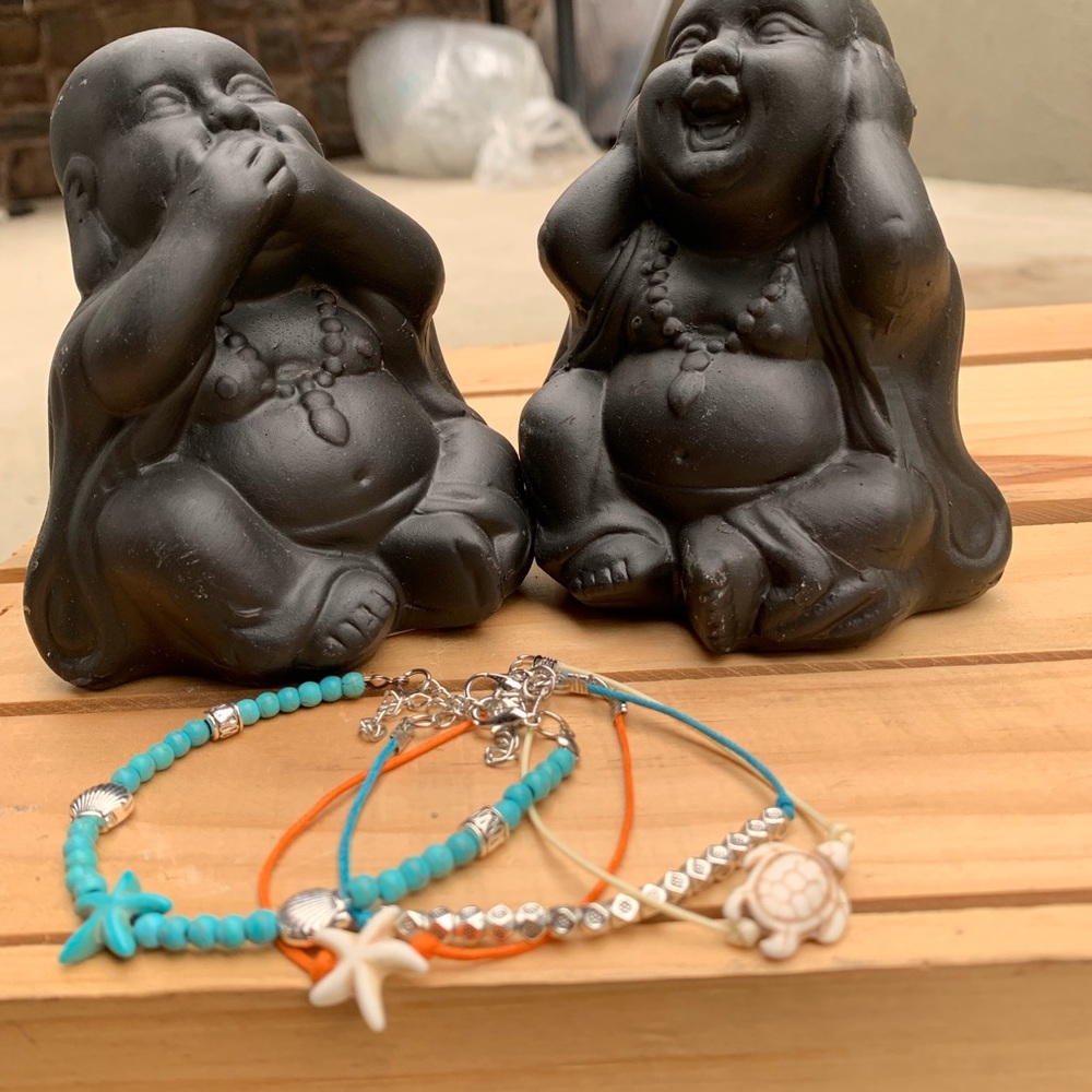 ✨4-PIECE BOHO SEA CHARM BRACELET/ANKLET SET✨